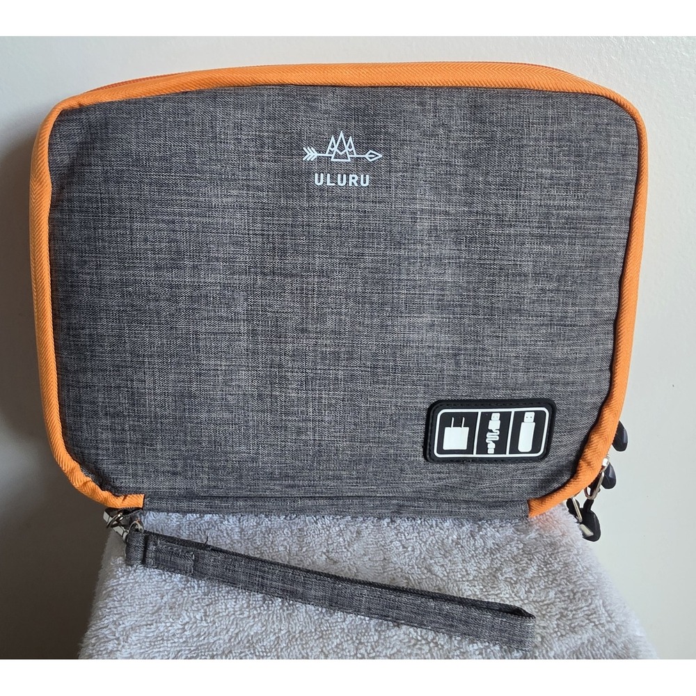 ULURU Travel Electronics Organizer Gray Orange Unisex  Case